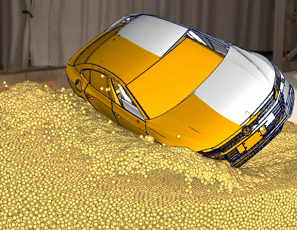 Together with VW, we simulate rollover processes on sandy surfaces.