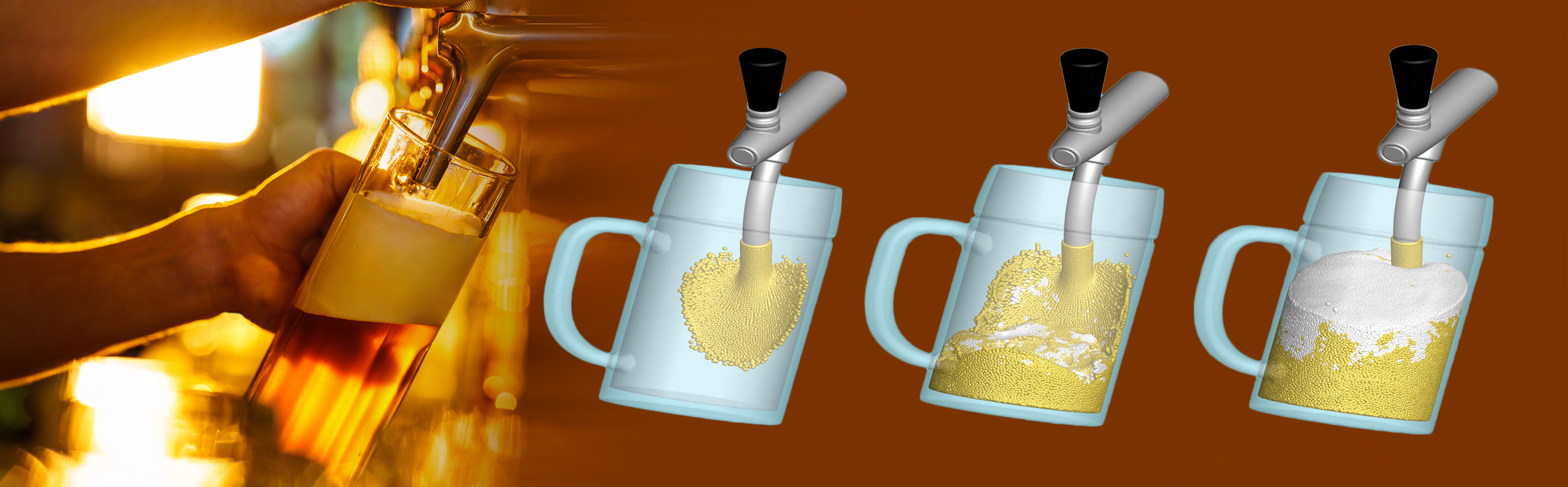 Filling a beer glass simulated with MESHFREE